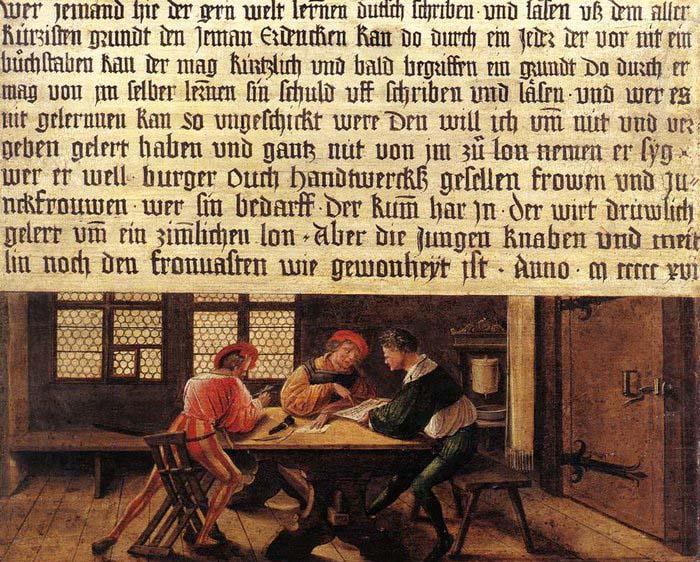 HOLBEIN, Hans the Younger Signboard for a Schoolmaster china oil painting image